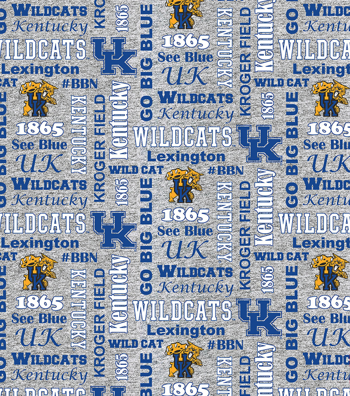 University of Kentucky Wildcats Fleece Fabric Heather Verbiage