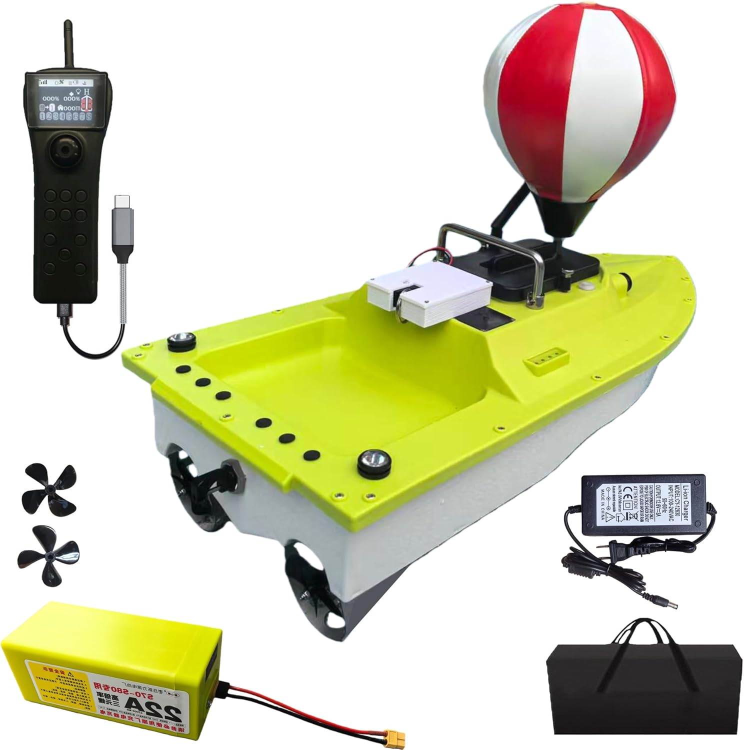 S80 Brushless Motor Super Speed Saltwater Fishing Bait Boat with GPS for Surf Fishing with Digital Releases,IP 66 Waterproof,500M Range,5 Meters/Second