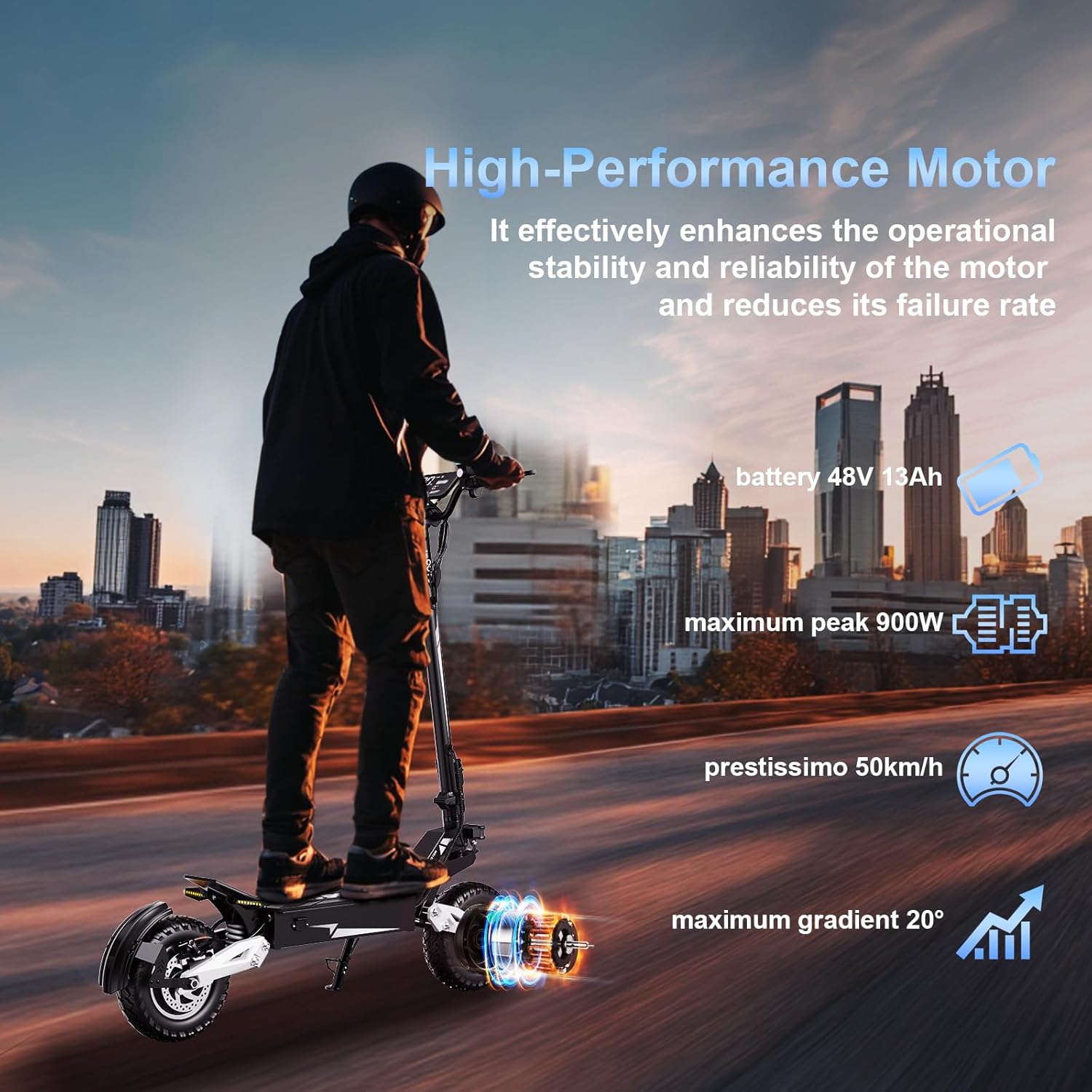 Off-Road Electric Scooter for Adults, 48V/13.5AH Battery 11