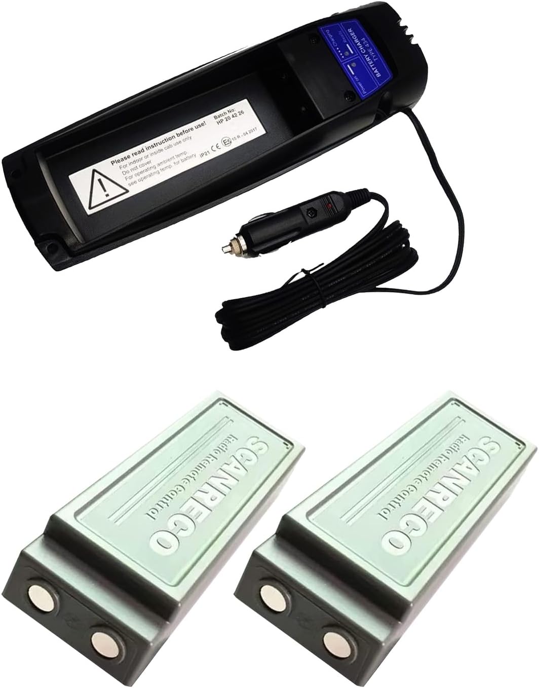 ◢(1-Pack) 24V Scanreco 434 Battery Charger for Scanreco 592 593 590 Battery,with (2-Pack) Scanreco 592 Battery