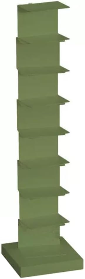 zktoermn Metal Spine Book Tower, 6/8 Tier Floor Type Invisible Bookshelf Corner Suspension Simple Bookcase for Living Room Home Office Study (Color : Green, Size : 35x35x144cm)