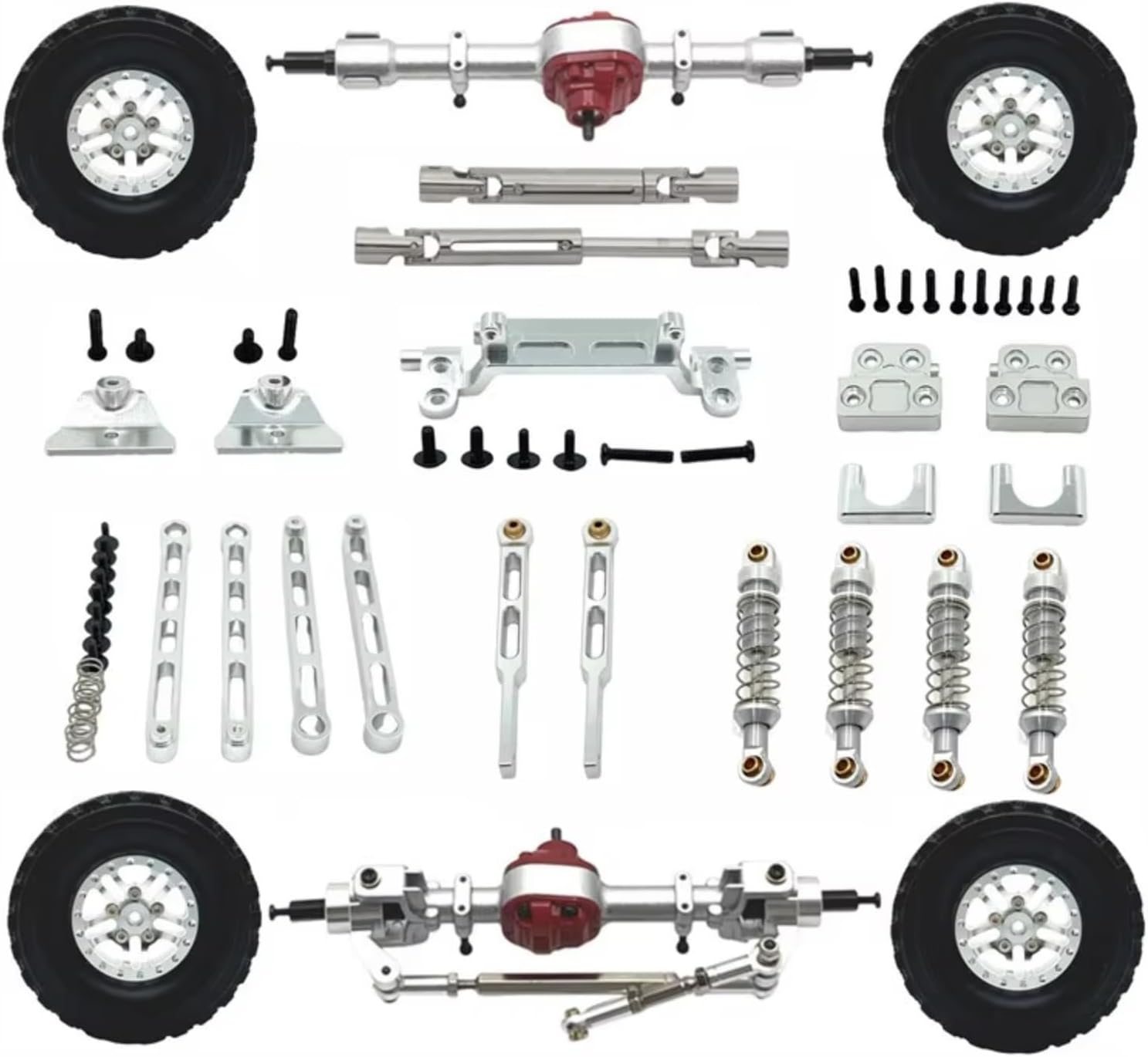 Rc Components For MN82T LC79 MN82S MN82Pro For MN82 Maebashi Clamped Tire Wheel Suspension Bracket Components Axle Fixed Pull Rod Drive Shaft(Silver)