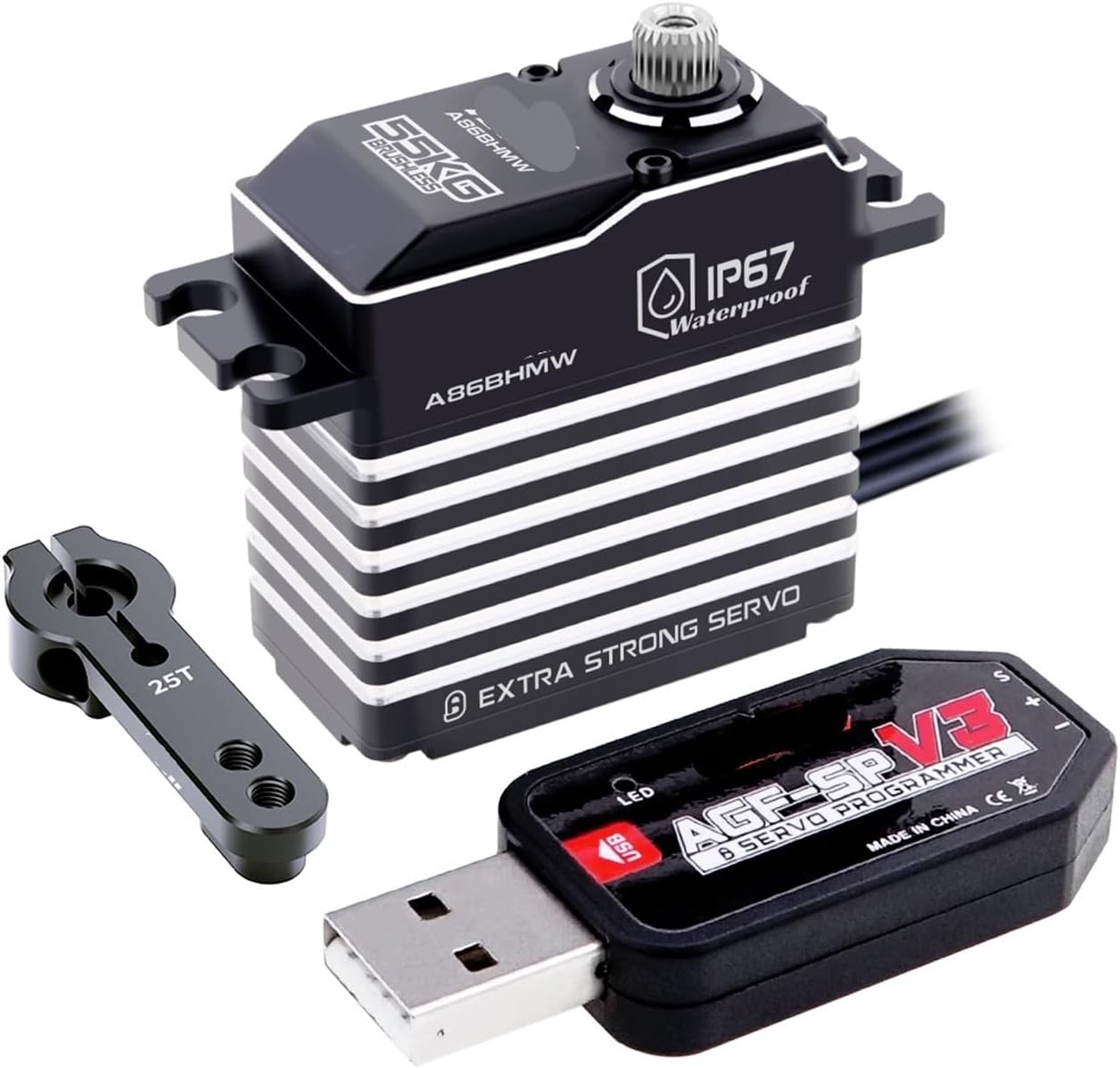 A86BH A81BH 55KG 45KG High Torque Waterproof Programmable Brushless Digital Remote Control Servo Suitable for 1/8(A86BHMW 55kg Set 1)