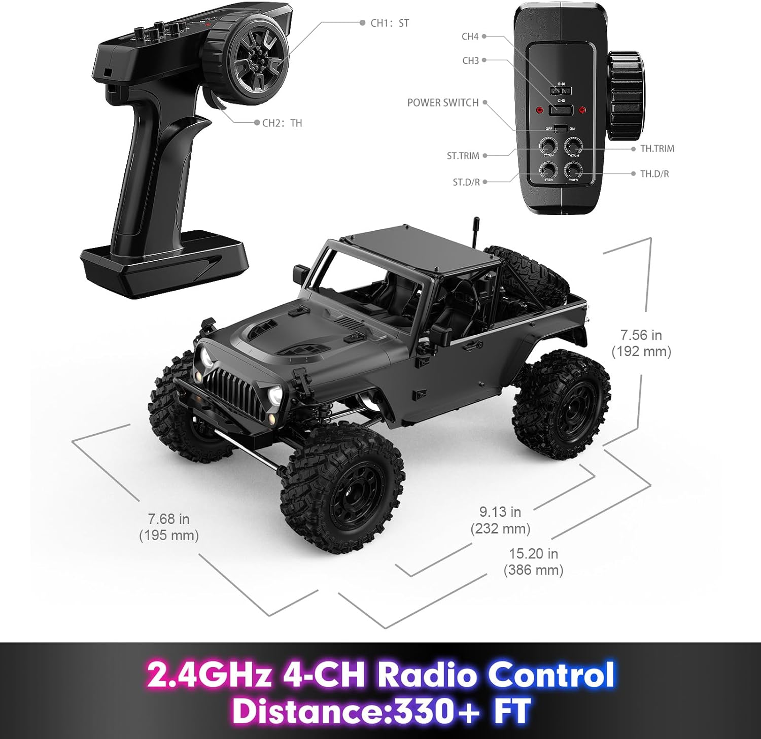 HYPER GO H12Y 1/12 Brushless 4X4 RC Rock Crawlers for Adults, Metal Case Waterproof 4WD Off-Road RC Rock Trucks with Portal Axles, All Terrain RC Cars with 2 Battery