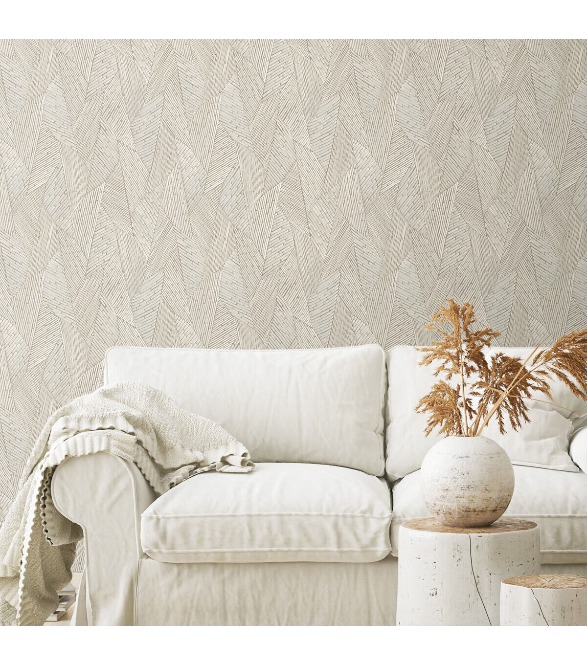 RoomMates 20..5 x 16.5 Beige Woven Reed Stitch Peel & Stick Wallpaper