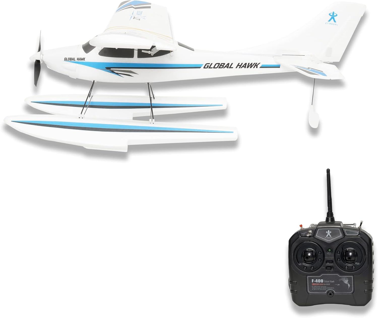 Global Hawk 2.4 GHz 1.2m RC Seaplane Smart Trainer Airplane- 4 Channel Remote RTF- Lithium Battery and Optional Floats Included
