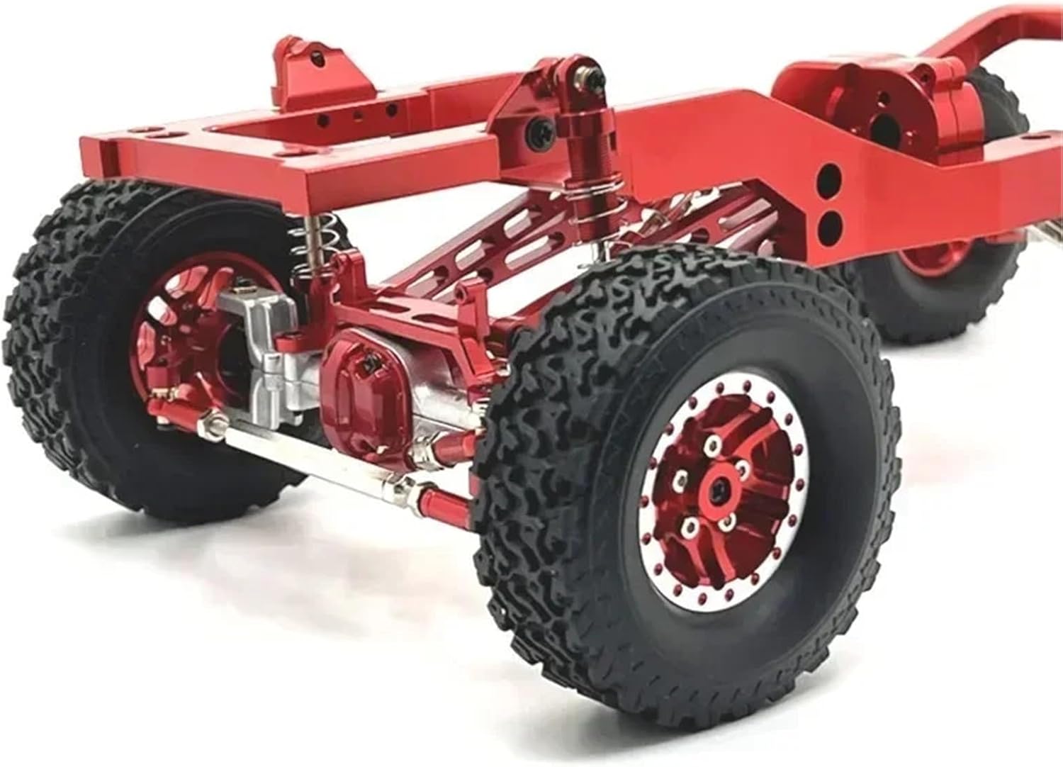 RC Crawlers Spare Parts For Mn82 LC79 Metal Frame Chassis Kit With Axle Gearbox Tires Links Pull Rod Shock Absorber Mount For Spring Fastenings RC Car(Silver)