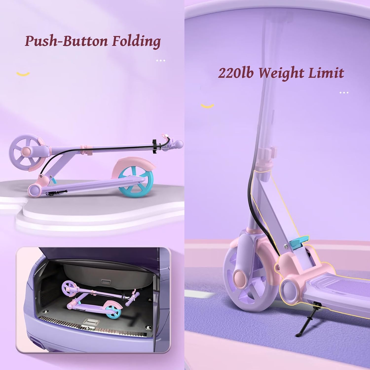 Scooters for Kids 6 Years and up, Folding Kick Scooter 2 Wheel for Teens,Adults, 4 Adjustable Handlebar, Big Wheels, Dual-Brake System,Lightweight Sports Commuter Scooter, Sturdy Frame, up to