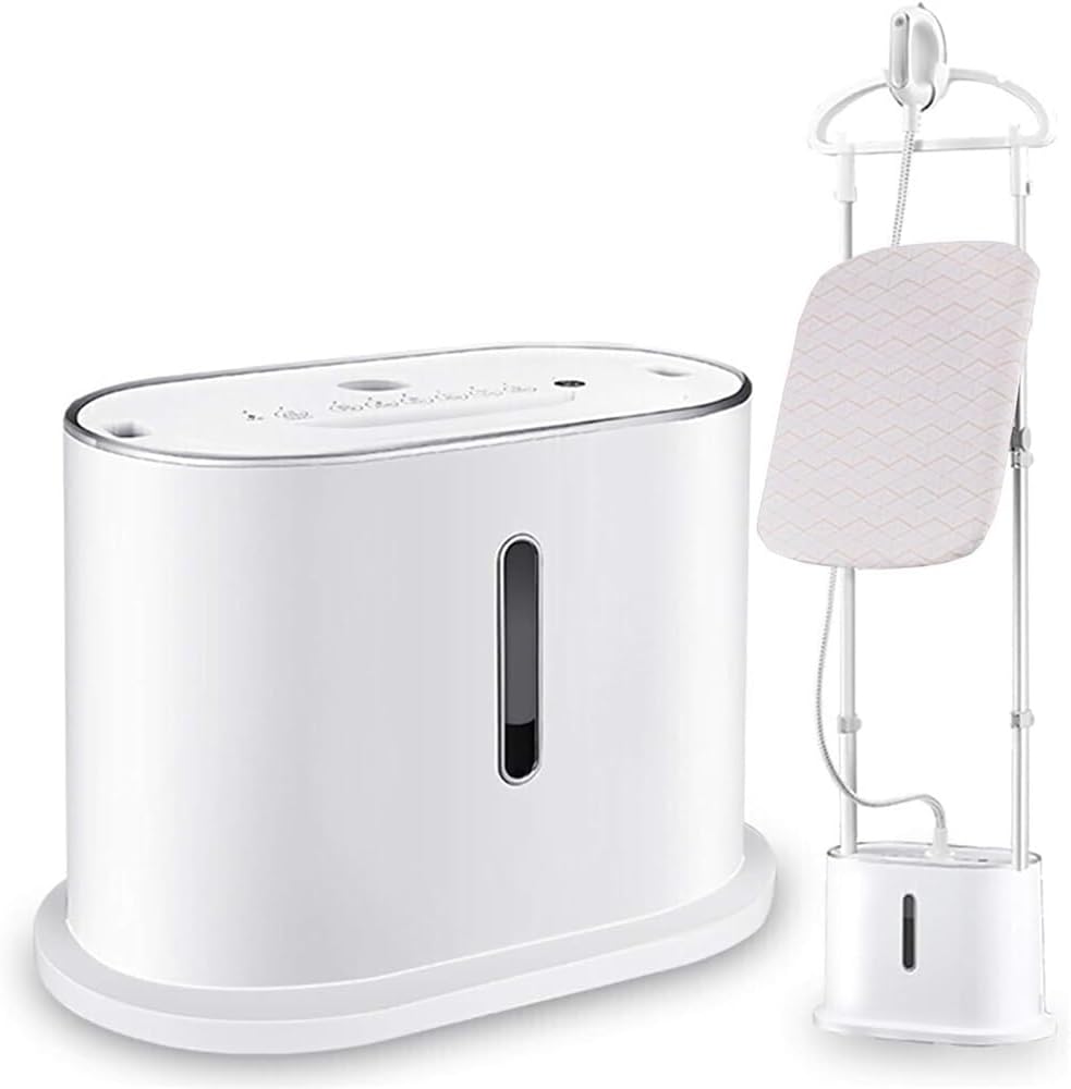 CHIPEL Professional Vertical Garment Steamer Double Pole Stretchable with 70-Ounce Water Tank Built-in Ironing Board and Garment Hanger Household Small Iron Handheld Ironing