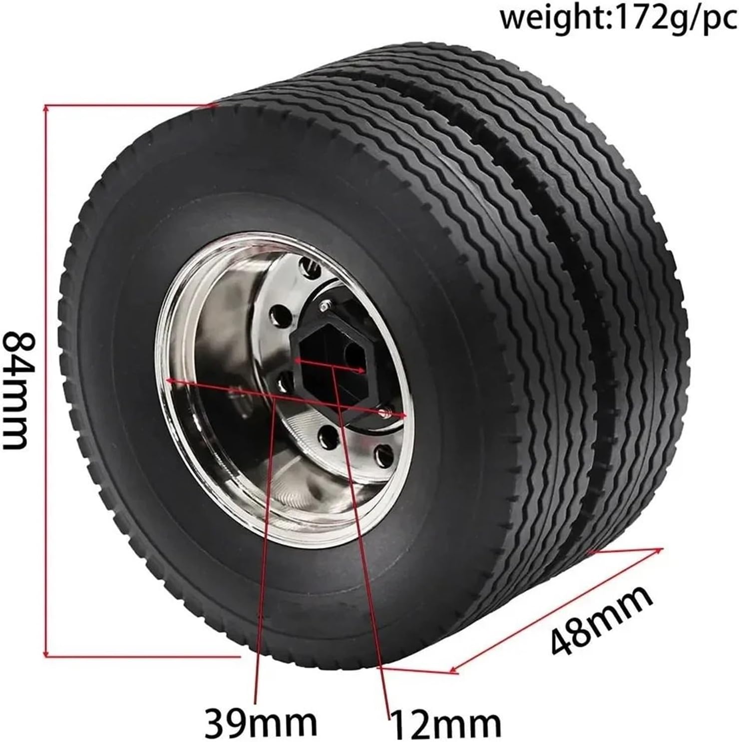 RC Repairs Models For Tamiya 1/14 Metal Wheel Rim Tire Set Upgrade Modification Parts RC Truck For Universal Model Cars(1 set)