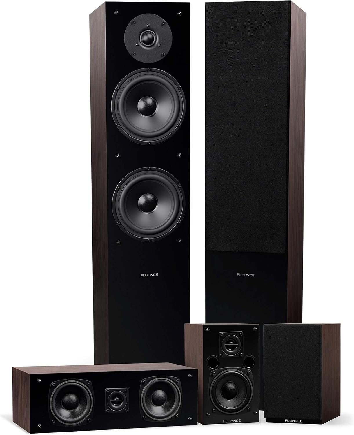 Fluance Elite High Definition Surround Sound Home Theater 5.0 Channel Speaker System Including Floorstanding Towers