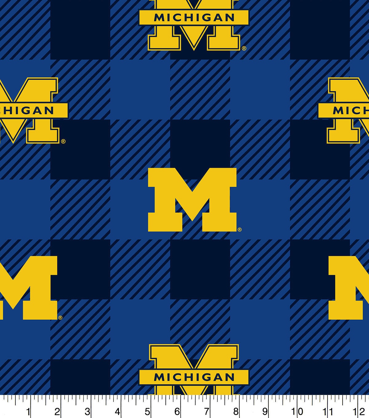 Michigan Wolverines Fleece Fabric Buffalo Check