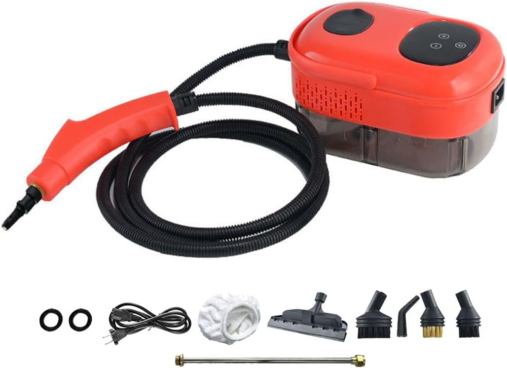 HGTRH Handheld Steam Cleaner, 2500W High Pressure Steam Cleaner for Car Kitchen Bathroom Tiles, Adjustable Speeds of Wallpaper Floor Carpet Car Tiles Upholstery 10pcs touchscreen1000mlB