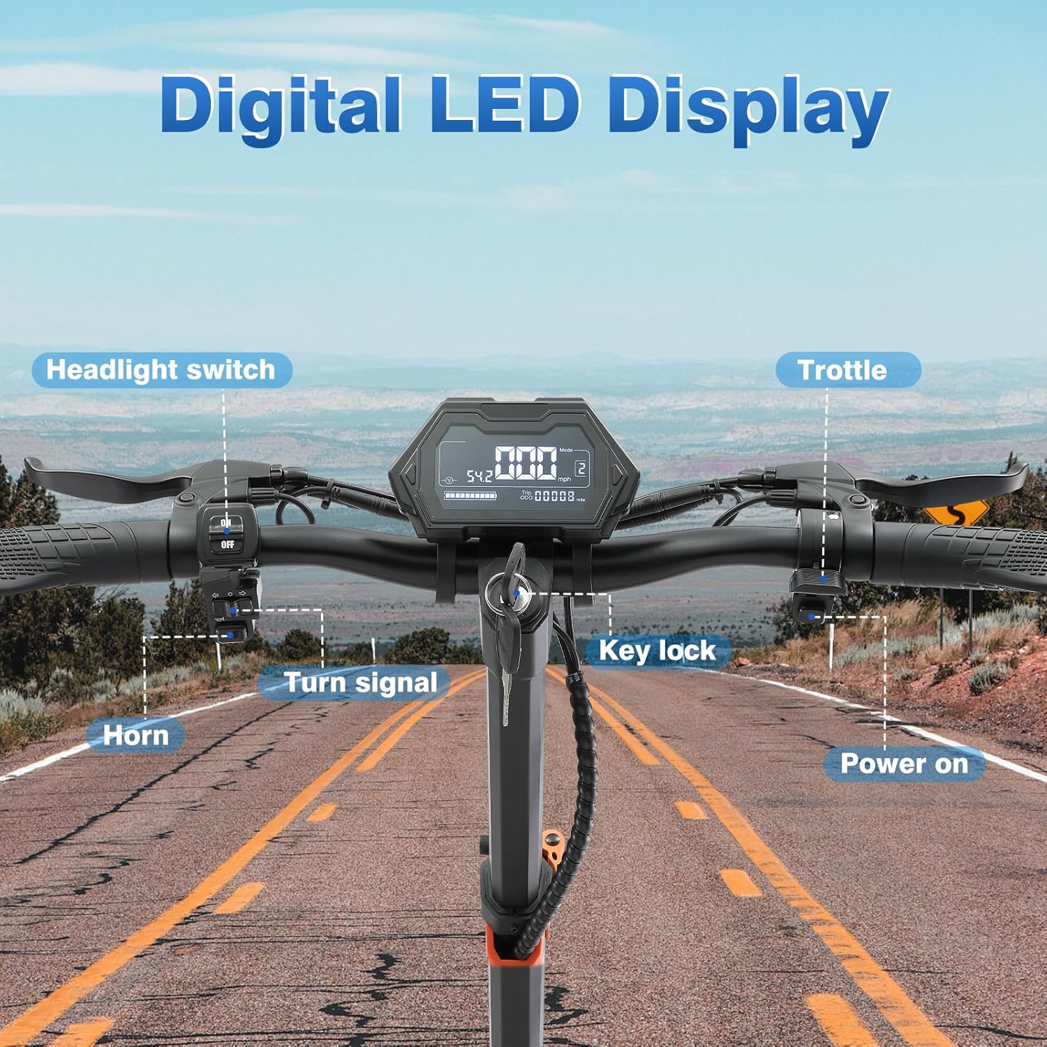 Off Road Electric Scooter for Adults – 5000W/1600W Fast E Scooter, 35/50Miles Long Range, 35/45MPH Max Speed, Heavy Duty 400 LB Capacity,Foldable Kick Scooter with Full Suspension for Commuter Outdoor