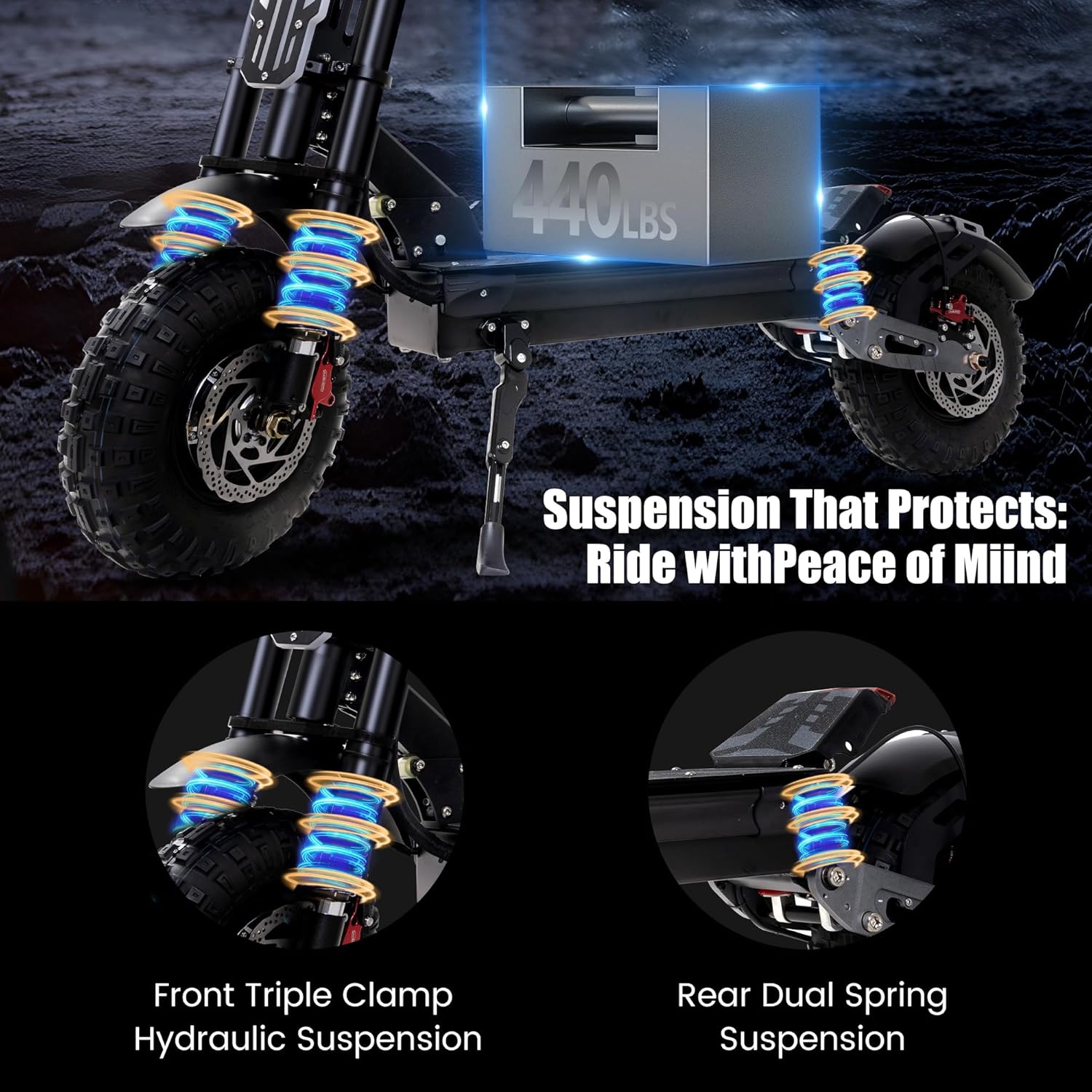 Electric Scooter Adult 7000W Brushless Motor Up to 55 MPH, 60V 33Ah Li-Ion Battery Range 65+ Miles, 13 