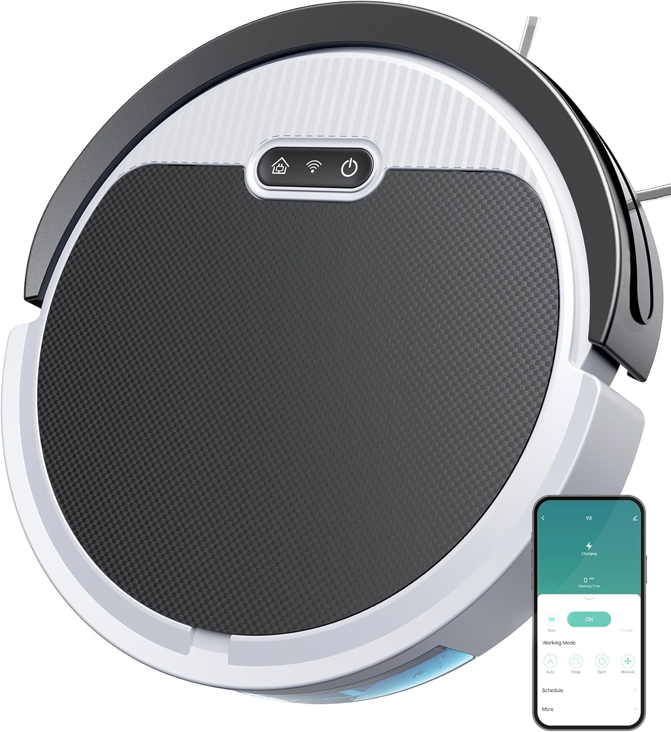 Dyrabitick V3 Robot Vacuum and Mop, 3 in 1 Combo Cleaner for Home with Pet Hair and Hard Floor, 5000Pa Suction, 120 Mins Run Time,Large Dust Box & Super Thin Body, Self-Charging,App + Alexa