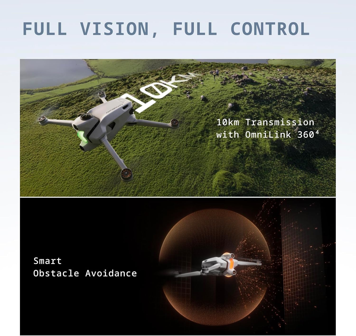 Antigravity A1 Infinity Bundle (3 High-Capacity Batteries) - 8K 360 Drone for Immersive Flight, Point-to-Fly Motion Control, Obstacle Avoidance, Deep Track, Auto Return, 10km Transmission, Auto Edit