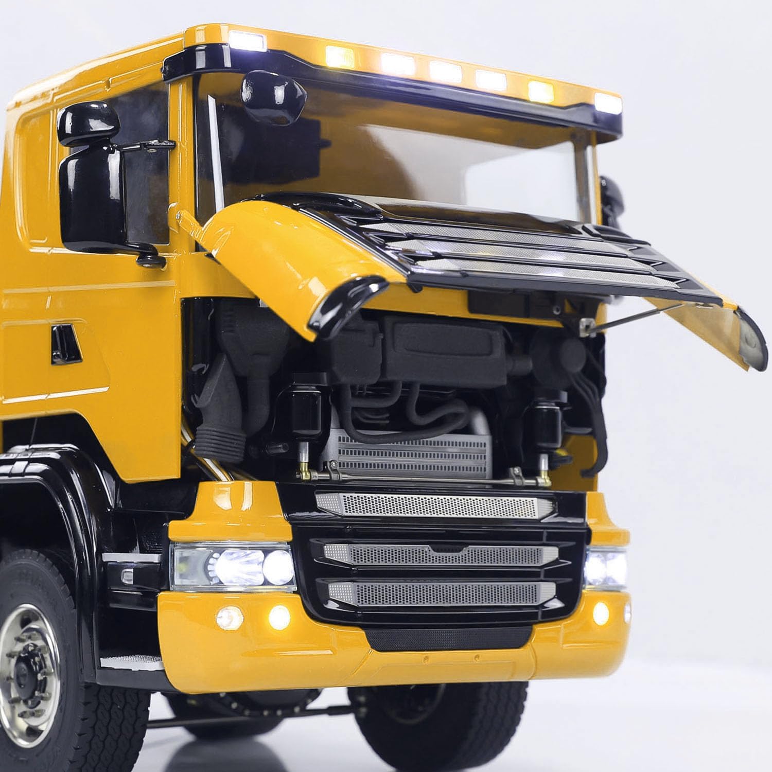 1/14 8x8 RC Hydraulic Full Dump Truck Roll-Off Dumper Car Differential Lock Axles Remote Controller and Receiver for Adult Hobby(Yellow)