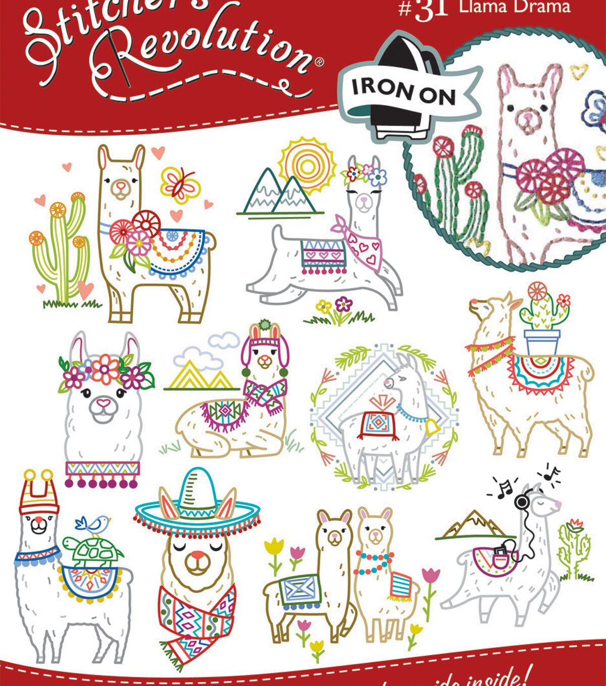 Stitcher's Revolution Llama Drama Iron-on Transfers