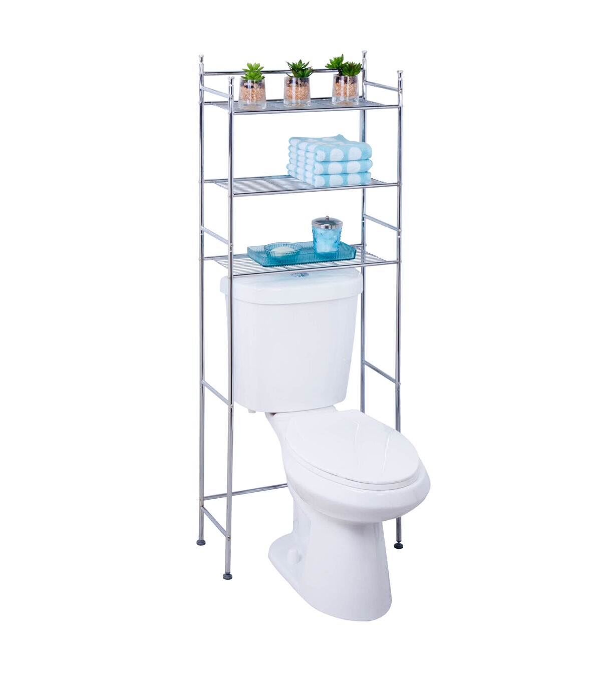 Honey Can Do 9.5 x 60 Chrome 3 Tier Over The Toilet Storage Shelf