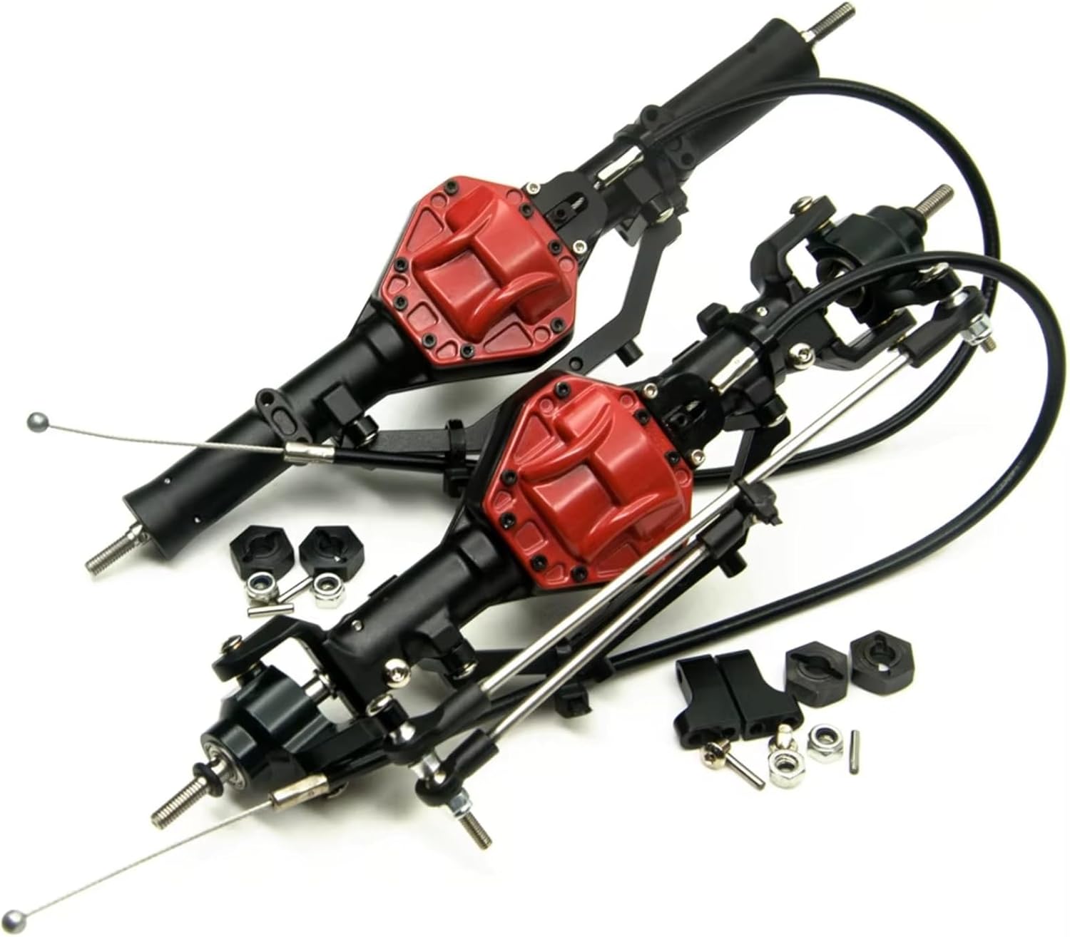 Compatible with Axial for SCX10 CC01 F350 1/10 RC Crawler Car Parts Metal Alloy Front and Rear Complete Axle Set RC Front and Rear Axle(1Set)