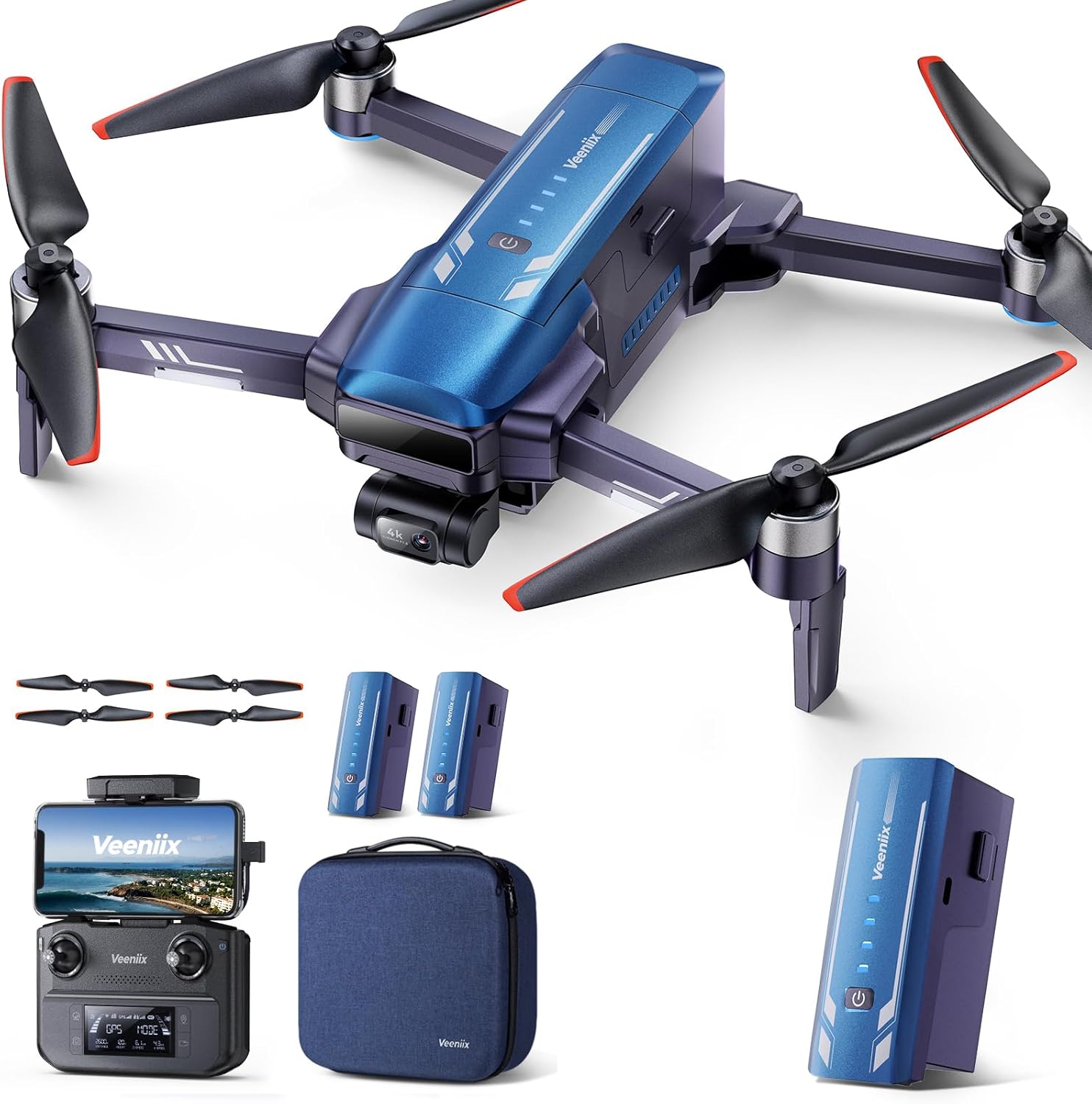 V11PRO Drones with Camera for Adults 4K, 80Min Flight Time, 19685ft Digital Transmission + Veeniix V11PRO Original Intelligent Flight Battery 3500mAh 11.1V Replacement