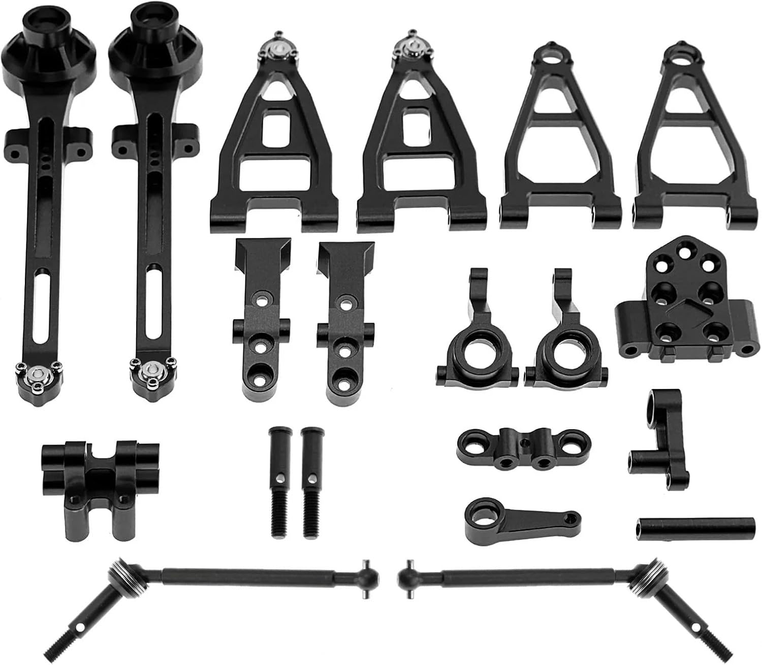 RC Car Accessories for Tamiya for BBX BB01 BB-01 1/10 RC Car Upgrade Parts Metal Kit Front and Rear Arm Upright Shock Tower Drive Shaft Set RC Spare Parts(Black)