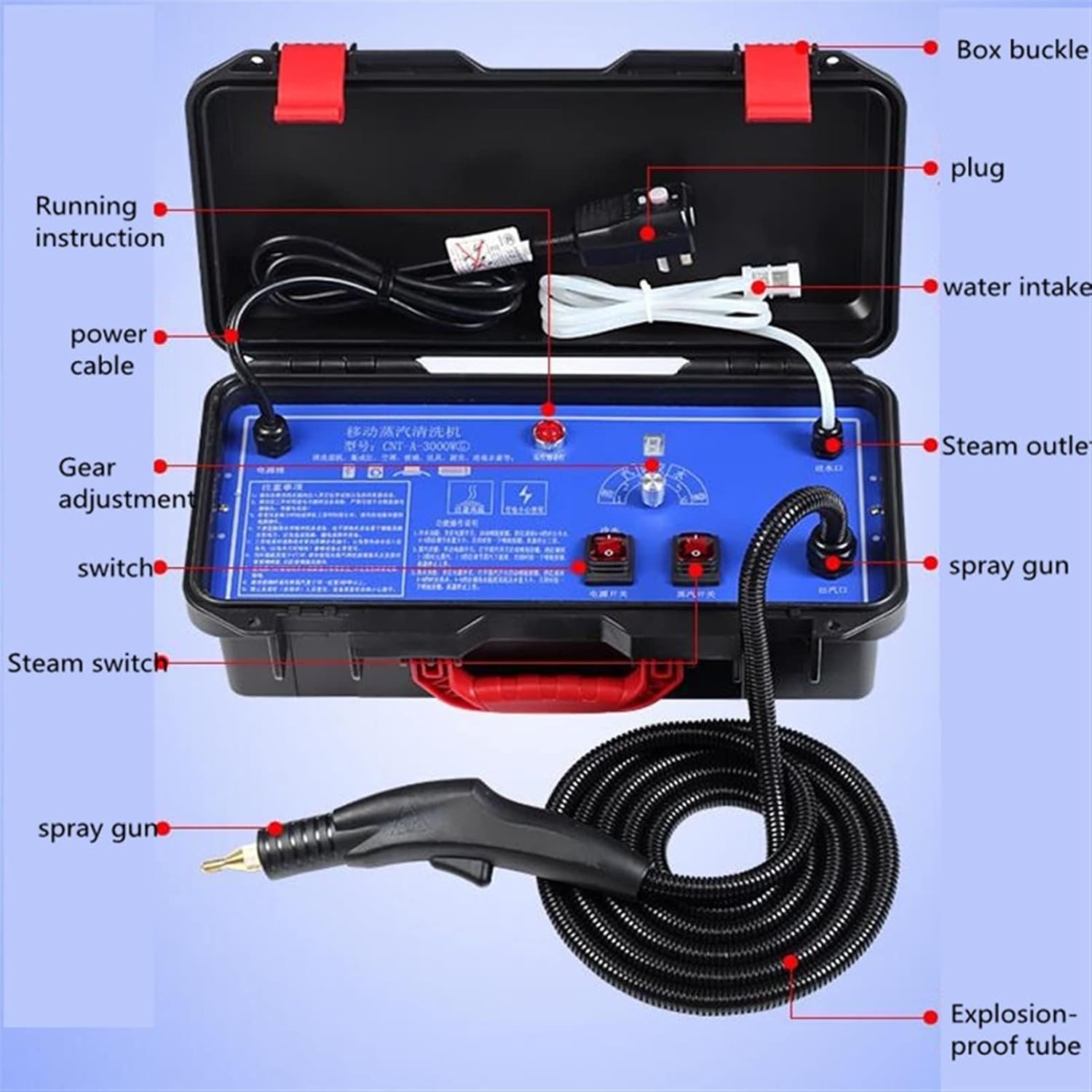 A1DFDFGOQSFG Steam Cleaning Commercial Household 3KW Steam Cleaner Air Conditioning Kitchen Hood Car Steaming Cleaner Used with Alkaline Cleaning