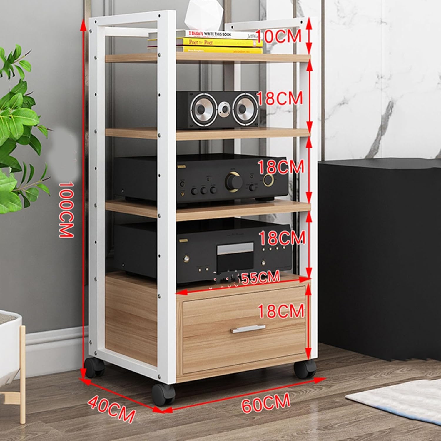 AErosx Movable Media Stand with Drawer