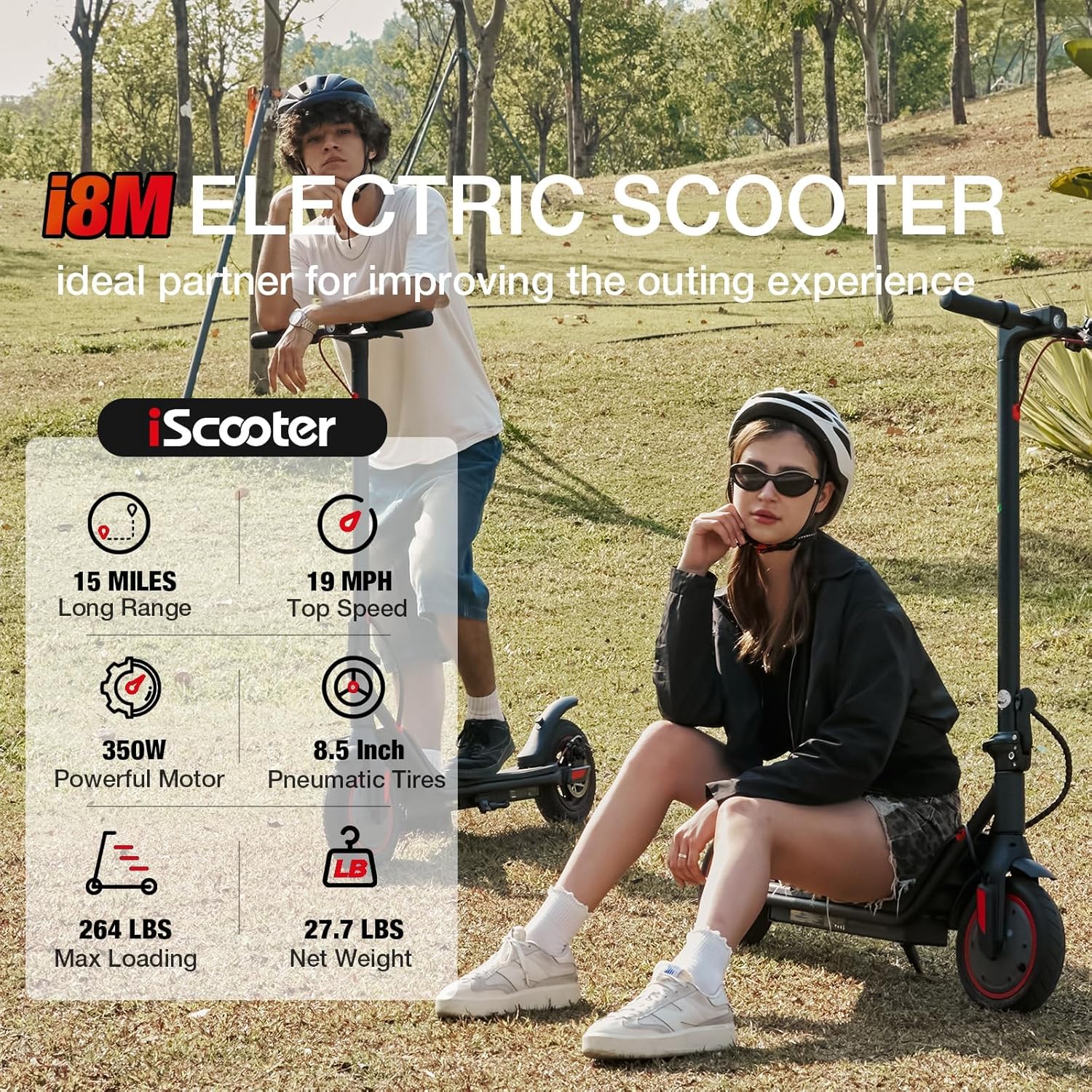 iScooter Electric Scooter Adults & Big Kids, 23/18/12 Miles Long Range,22/19/18 Mph Top Speed, Commuting Electric Scooter with Cruise Control, Double Braking Systems Escooter for Adults and Teens