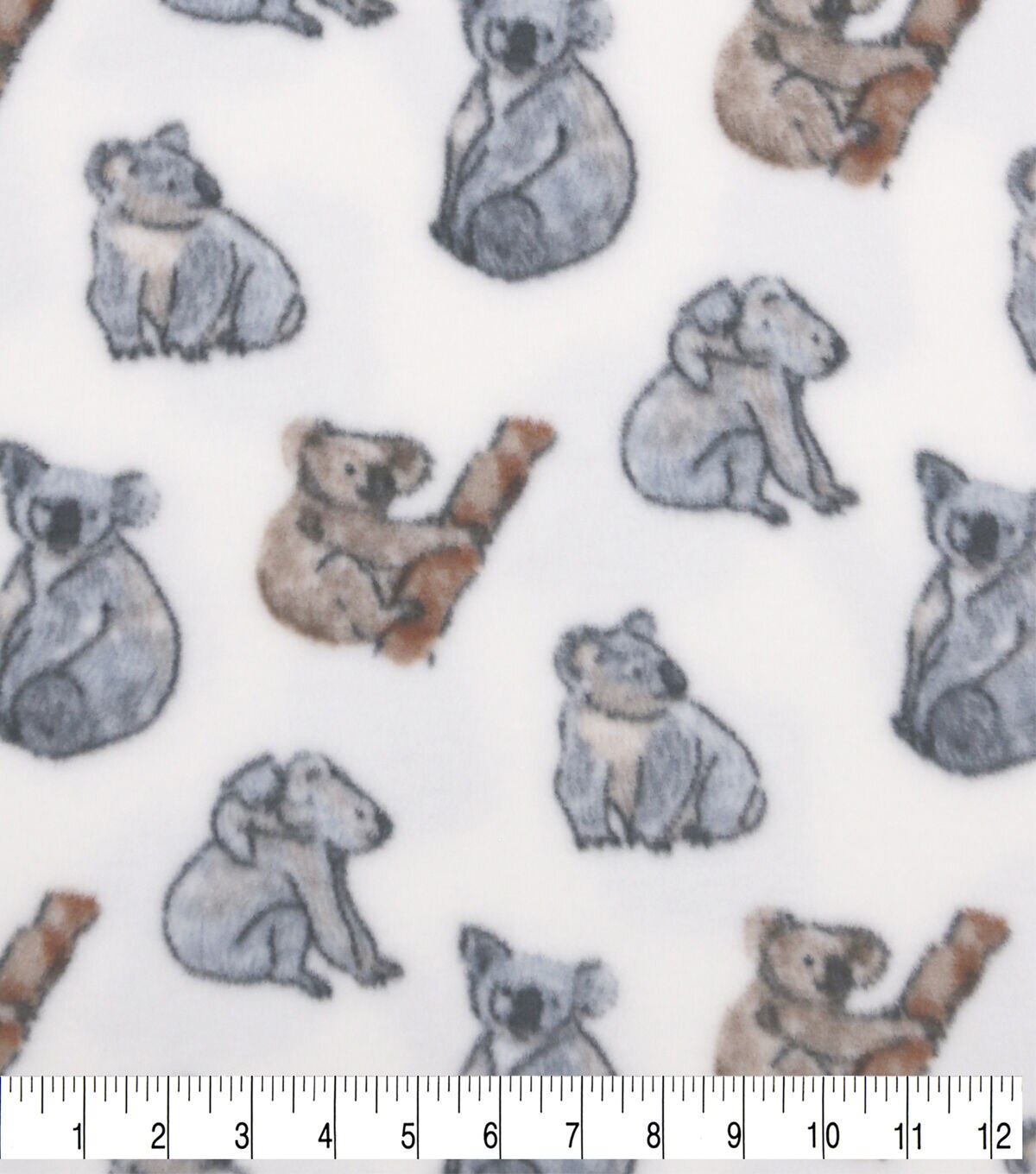 Koalas on White Anti Pill Fleece Fabric