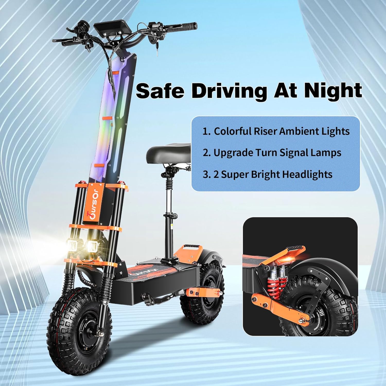 Electric Scooter for Adults, Top Speed 60MPH 60V 38Ah 8000W Power Dual Motor 65 Miles Range, 13