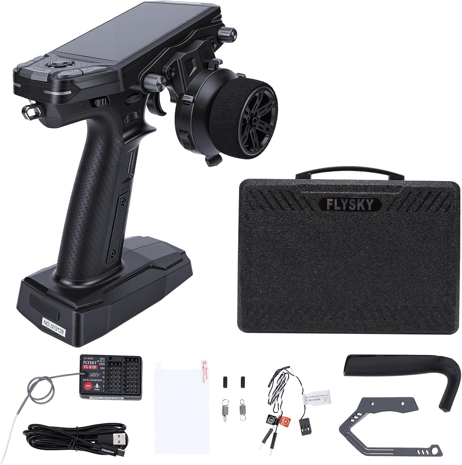 MAVIS LAVEN RC Transmitter with, 3.5 Inch Color IPS Screen 11 Channel 2.4GHz Remote Controller, with Dual Antennaes and Rubberized Grip Design, for RC Cars Boats (Black)