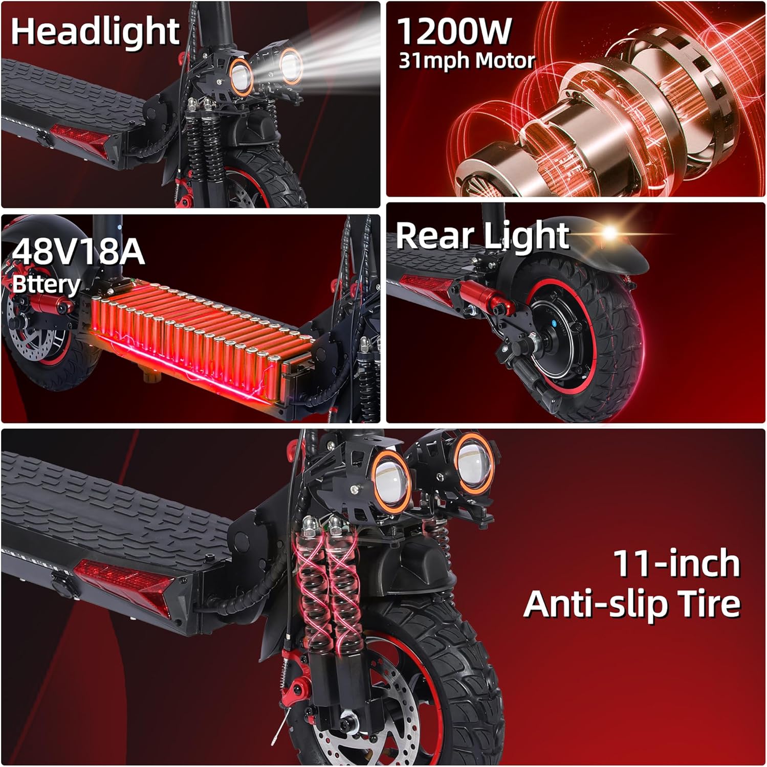 DOF 1600W/1200W Motor Electric Scooter for Adults, Dual Disc Brakes & Suspension, 48V 21Ah/18Ah Long Range Battery, Up to 31 MPH, 37+ Miles, 11