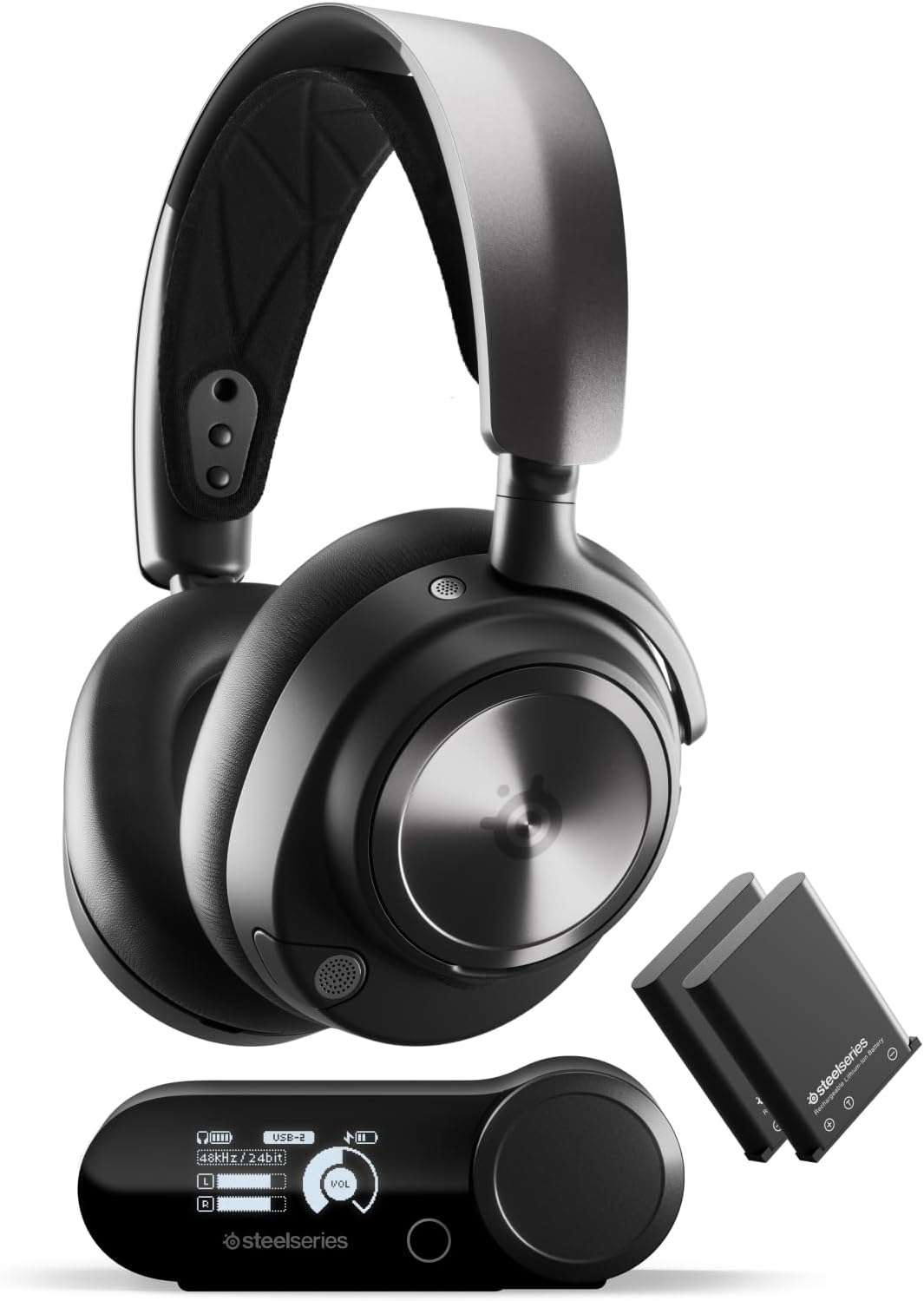 SteelSeries Arctis Nova Pro Wireless Multi-System Gaming Headset - Premium Hi-Fi Drivers - Active Noise Cancellation - Infinity Power System - ClearCast Gen 2 Mic - PC, PS5, PS4, Switch, Mobile