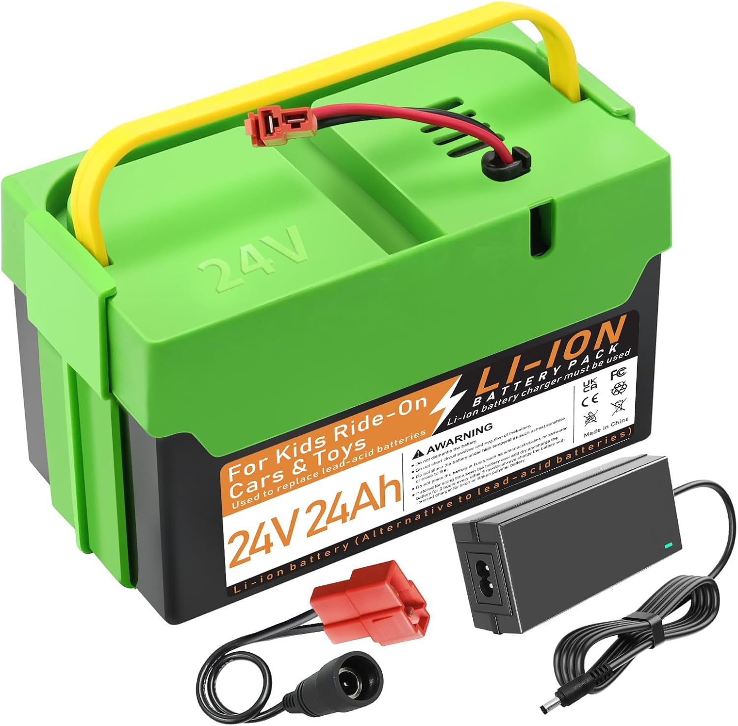 24V 24Ah Li-ion Rechargeable Battery, Replacement Battery Compatible with Best Ride on Cars Thunder UTV Kids Ride-On Car