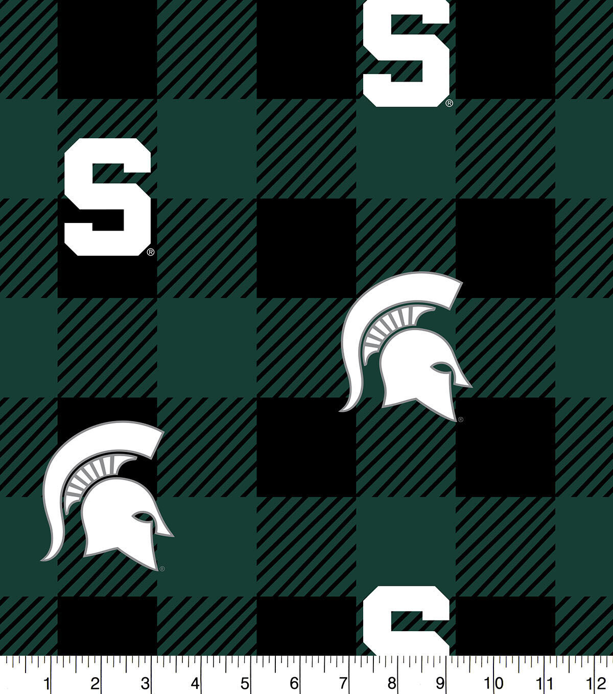 Michigan State Spartans Fleece Fabric Buffalo Check