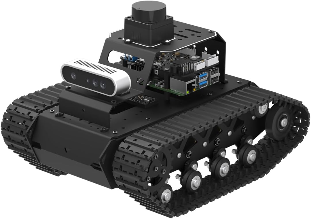 ROS2 Robot Car with ChatGPT Vision AI Large Language Models, 3D Depth Camera Tracked Tank Chassis Lidar SLAM Mapping Navigation Autonomous Driving, MentorPi T1 Advanced Kit without Raspberry Pi
