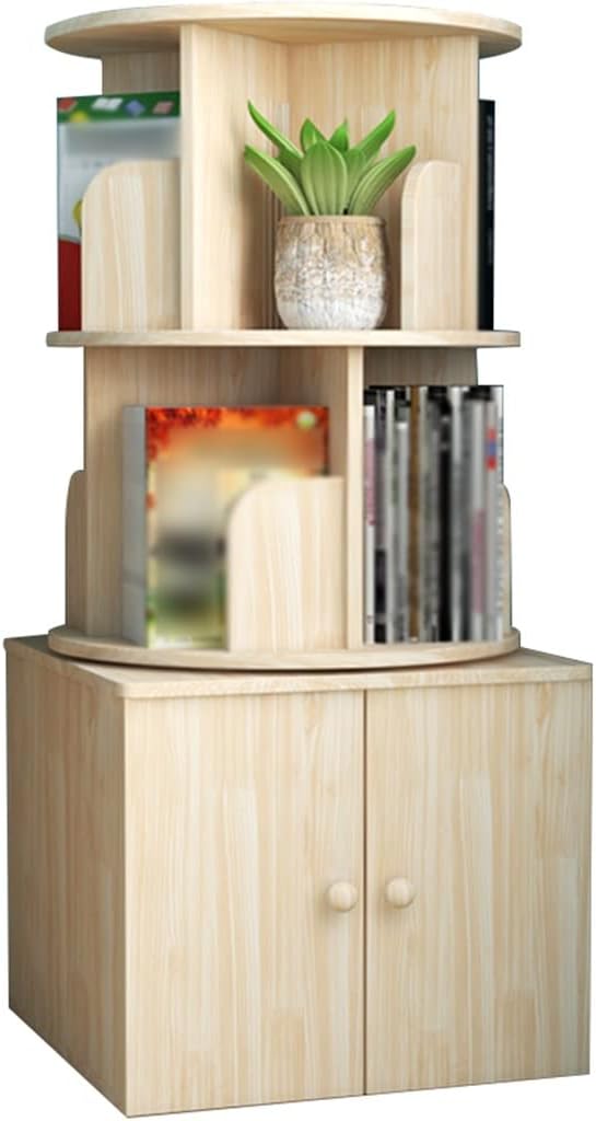 Bookcase with Storage Study Floor-Standing Revolving Book Rack with Door, School Multi-Layered and Stable Storage Book Shelf, Easy to Install Comic Stand (Color : Primary Color, Size : 109 * 46cm)
