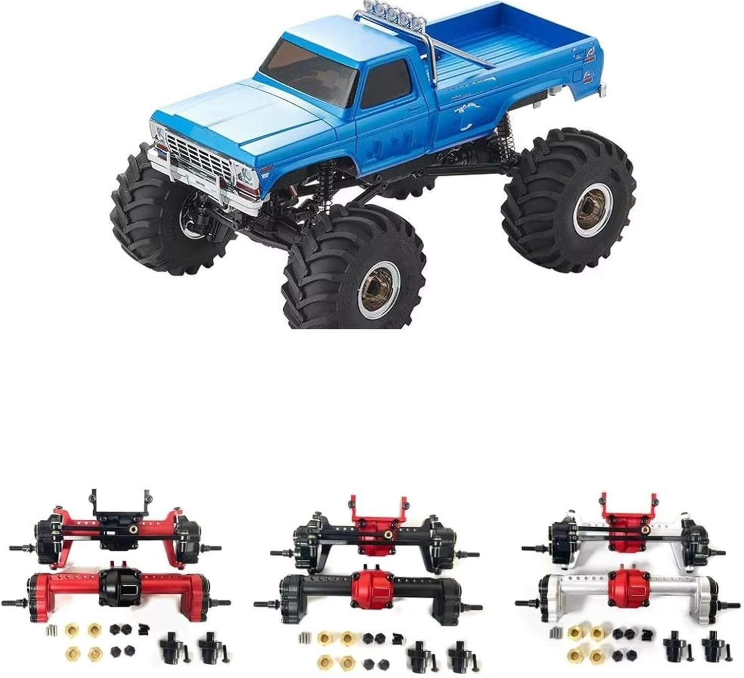 Compatible with FMS for FCX24 1/24 RC Crawler Car Upgrade Parts RC Replacement Accessories Front Rear Portal Axle Assembly RC Car Part Accessories(Silver)