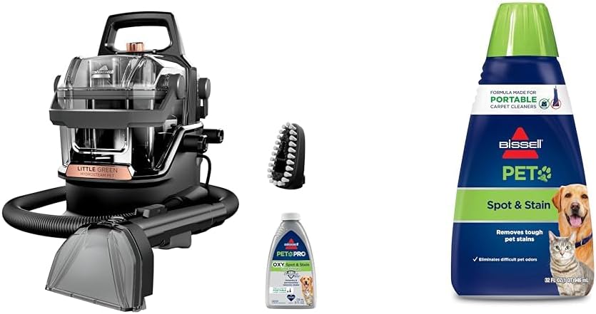 Bundle of BISSELL Little Green HydroSteam Multi-Purpose Portable Carpet and Upholstery Cleaner, Car and Auto Detailer, 3618 + Bissell 74R7 Pet Stain & Odor Portable Machine Formula, 32-Ounce, Fl Oz