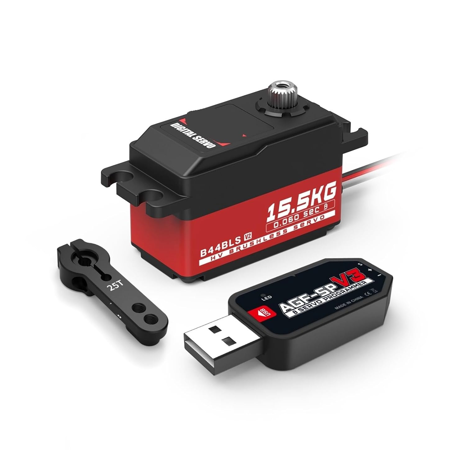 B44BLS V2 45g Gear Super High Speed ​​0.062 sec 15.5KG Low Profile Brushless Digital Remote Control Servo Suitable for 1/10(B44BLS V2 Set2)