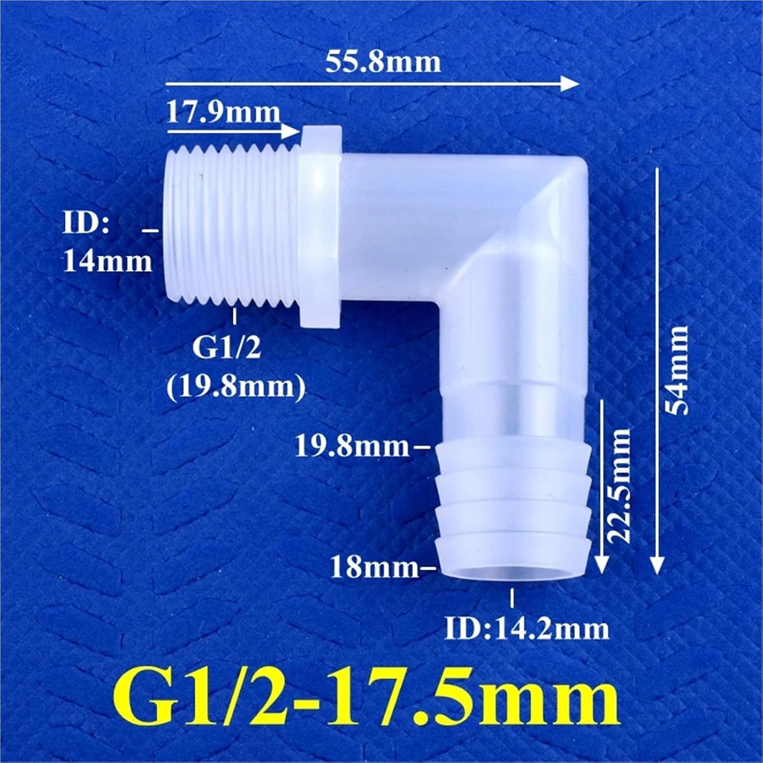 5~200pcs G1/2 to 6.4~19.5mm Food Grade Plastic Pagoda Elbow Connector Irrigation System Water Hose Joint Aquarium Tank Fittings(G1I2-17.5mm,200 Pieces)