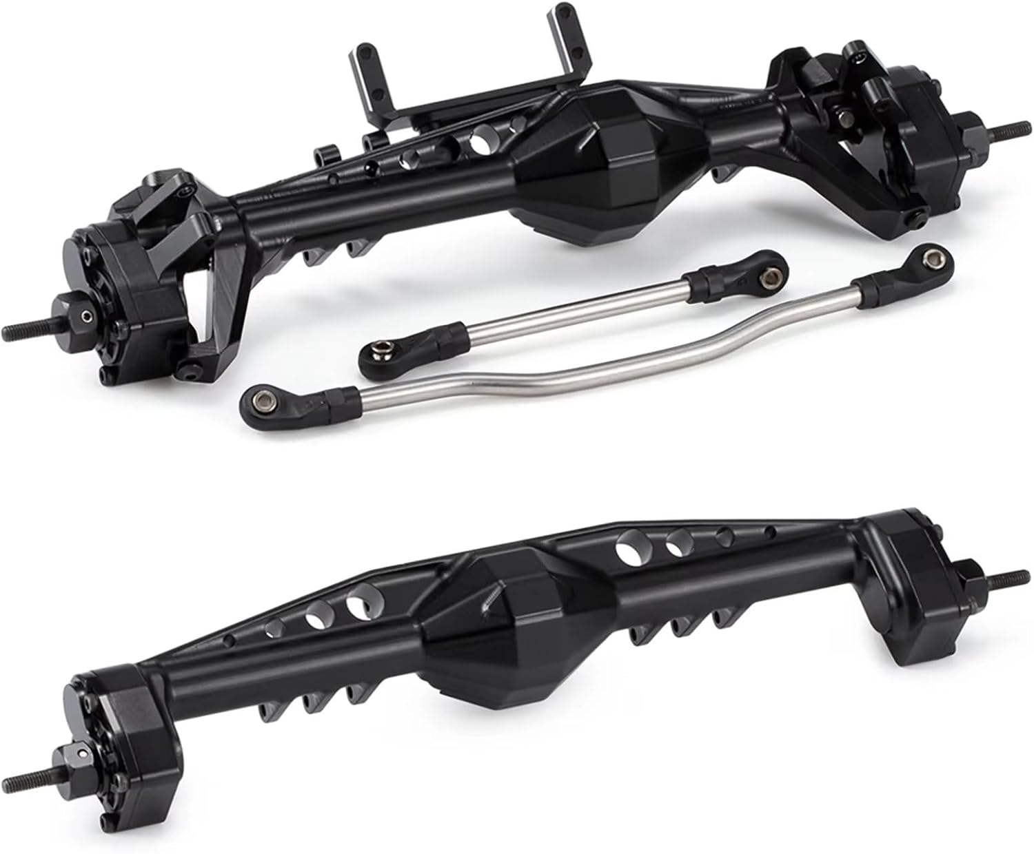 RC Axle For Axial For Capra 1.9 For UTB For LCG 1/10 CNC Aluminum F9 Offset Portal Axle With Servo Mounts RC Crawler For Chassis(Black,Set)