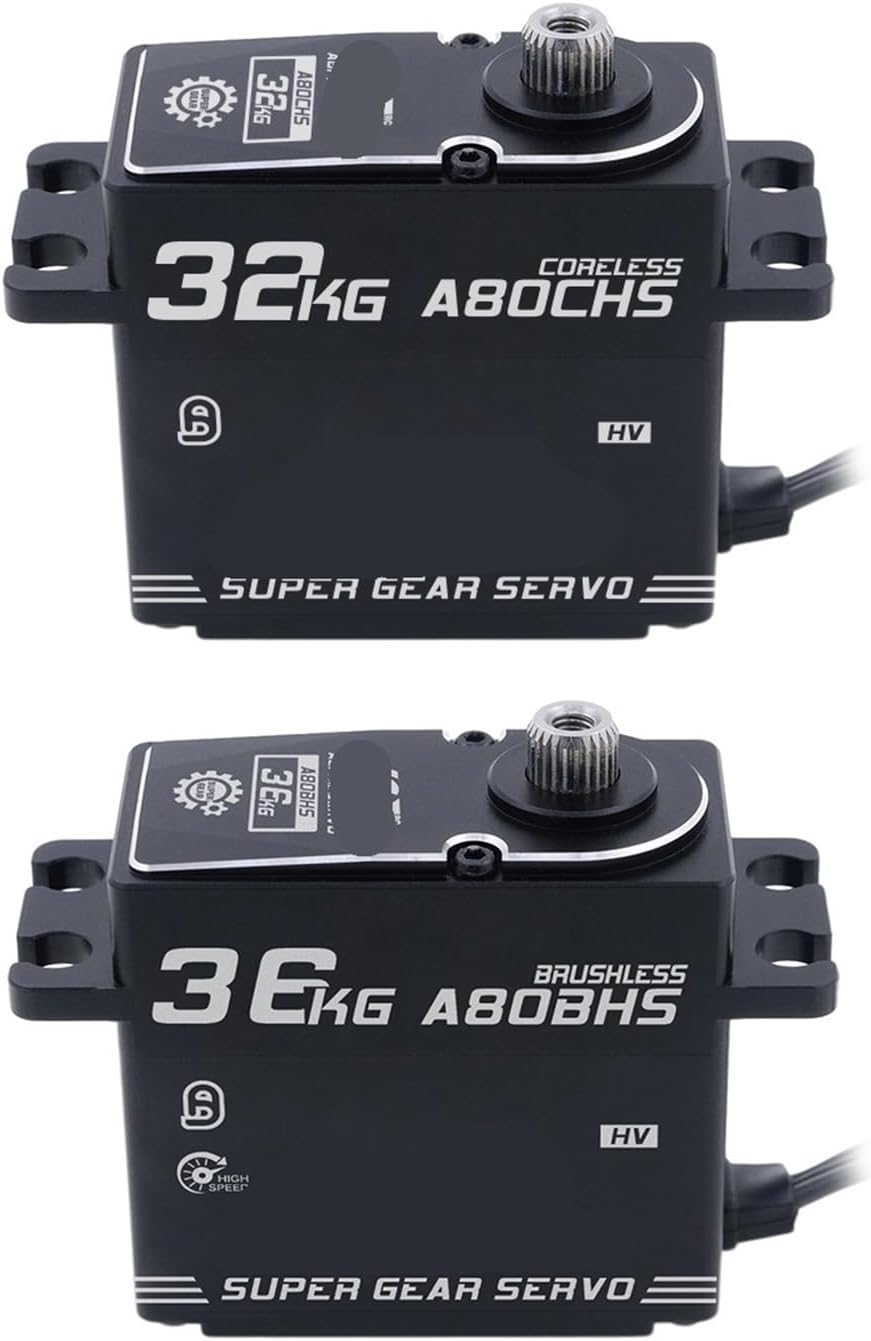 A80CHS A80BHS 7.4V 32KG 36KG Metal Gear Coreless Brushless Motor 25T Digital STD Steering Servo Suitable for 1/10(A80CHS 32kg Set 1)