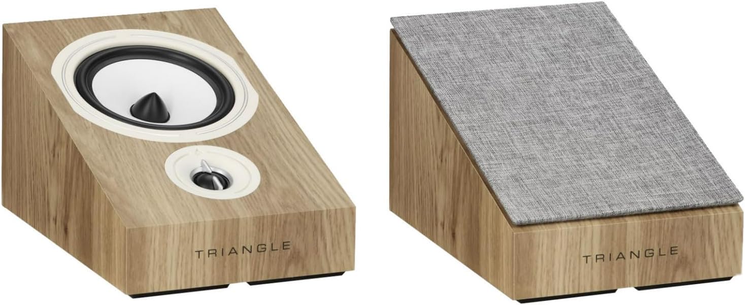 triangle - BOREA BRA1-3D Home Cinema Speakers - Atmos/DTS: X/Auro 3D Compatible - Atmos & Surround Versatility - Output 89 dB/W/m - 206 x 180 x 300 mm - Light Oak (Pair)