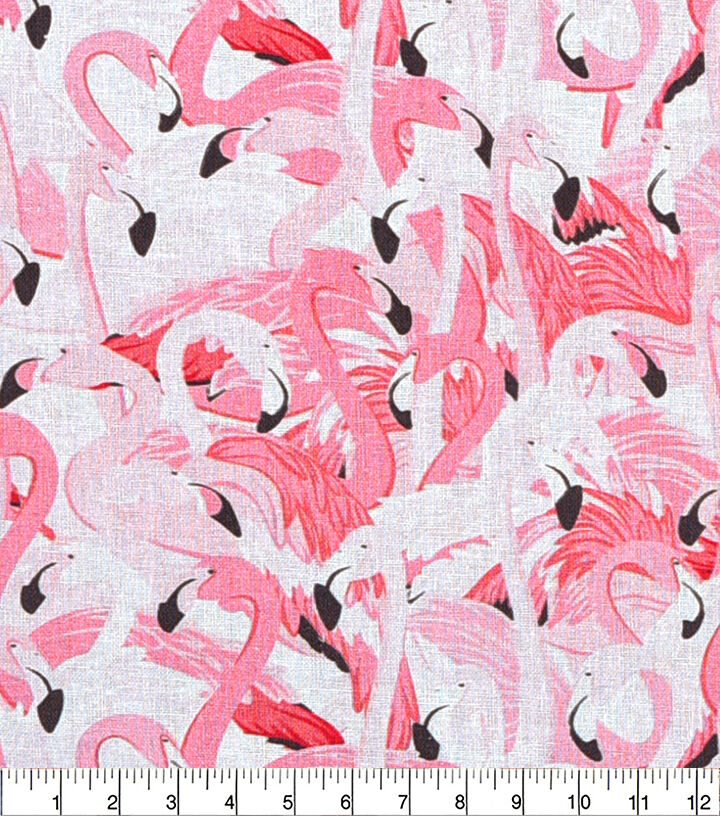 Pink Packed Flamingos Novelty Cotton Fabric