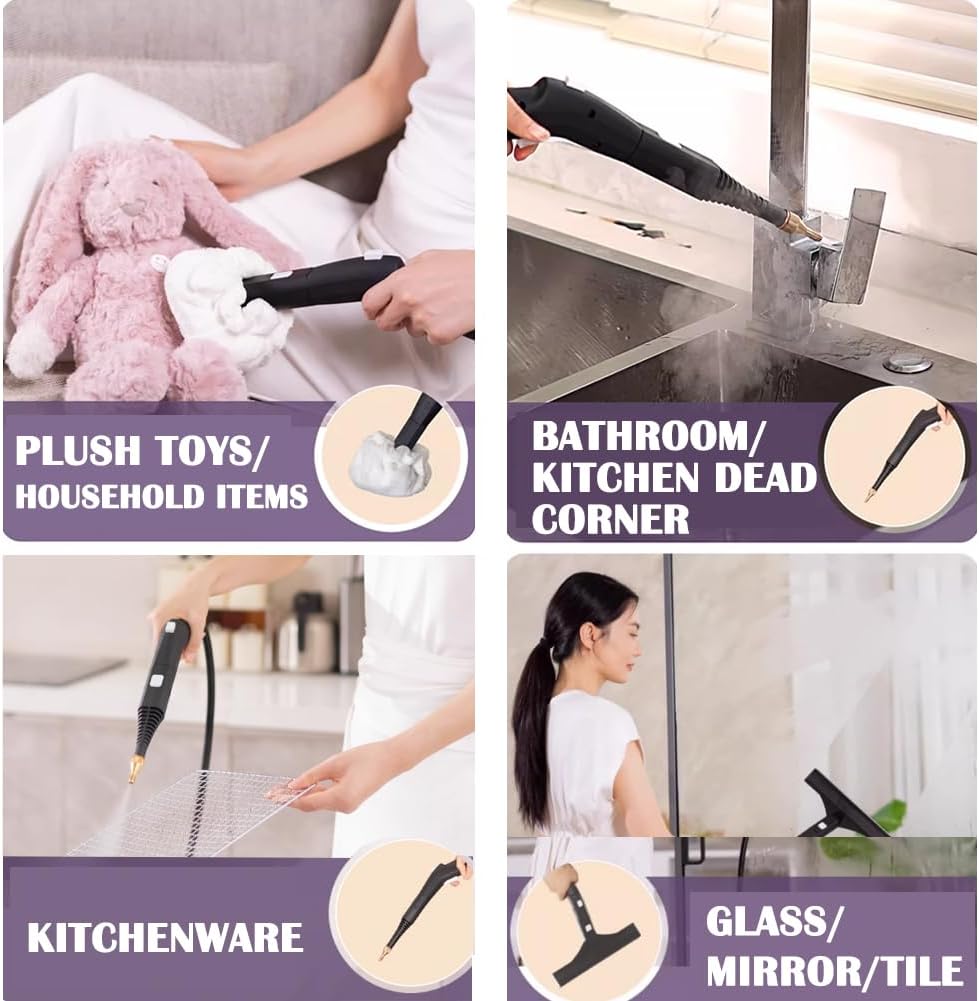 PP-Eic Small Steam High Temperature Cleaner, Multifunctional Steam Cleaner, Handheld Steam Cleaner, High Pressure Steam Cleaner, 2600W, All-Round Use at Home