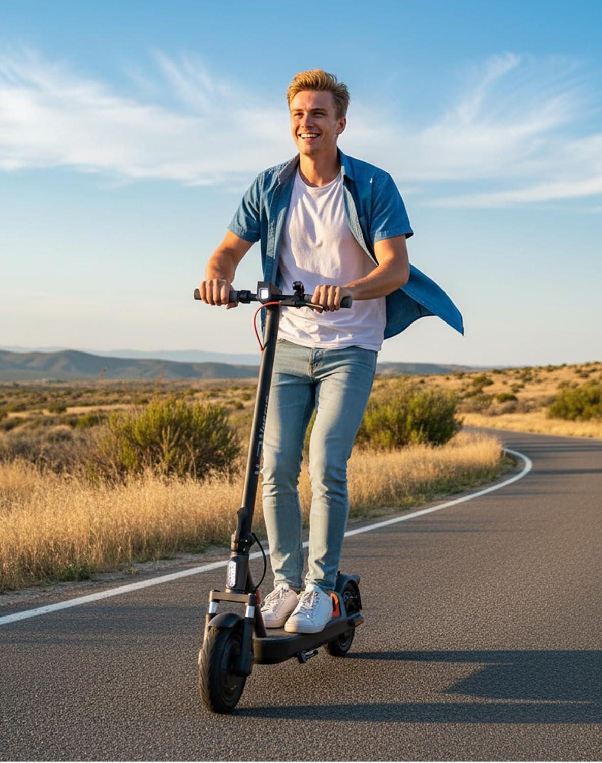 Electric Scooter with Suspension Long Range Electric Scooter for Adults 10inTires,E Scooter with Smart APP Control for Commuting, Outdoor, Short Travel UL2272
