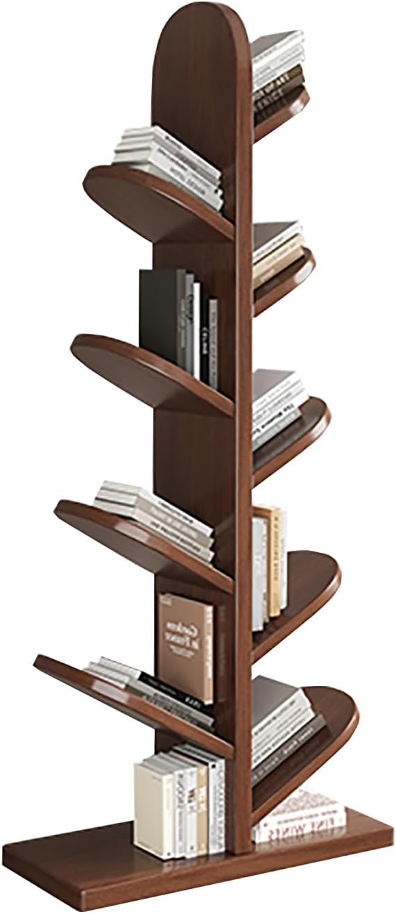 Book Shelf, Tree Standing Bookcase, Modern Light Luxury Home Book Shelves, Study Bookshelves, for Living Room Magazine Bookshelf(Walnut,53.1in/135cm)